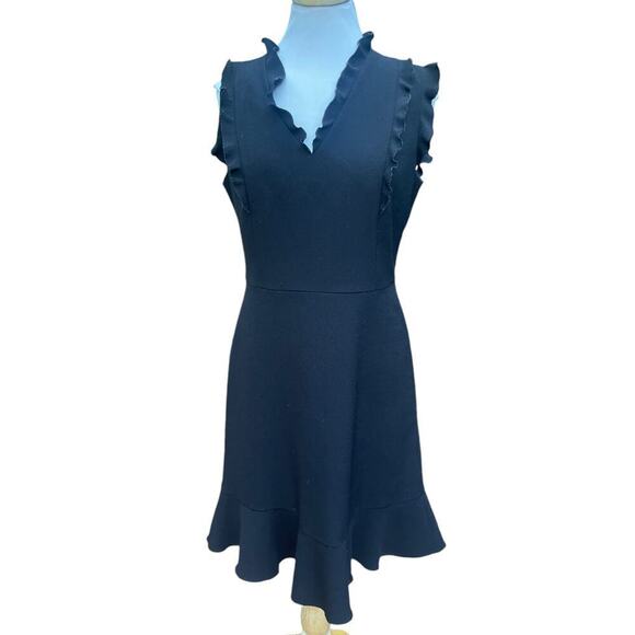 KARL LAGERFELD PARIS Black Ruffle Sleeveless Sheath Dress - Size 8 - Picture 10 of 16